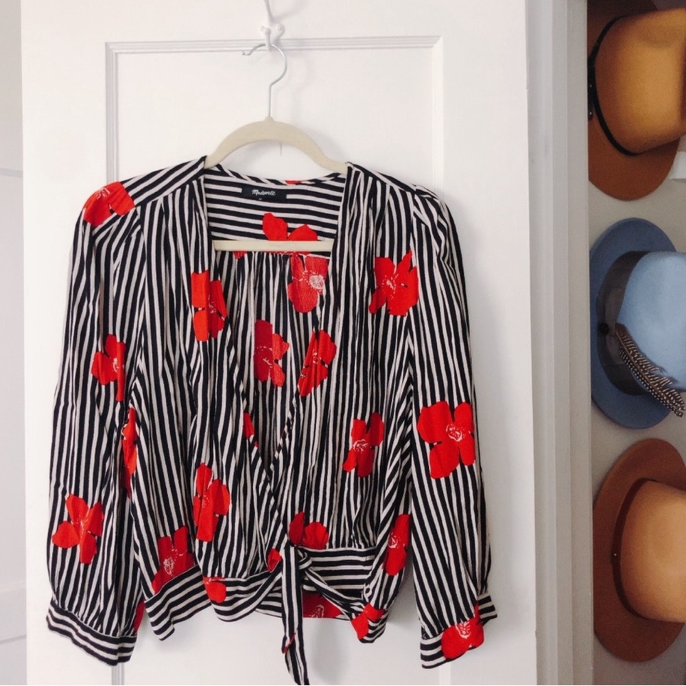 Madewell boho chic 3/4 sleeves wrap blouse